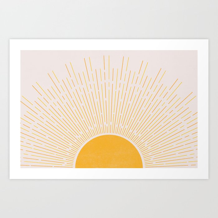 Sun Rise Art, Horizontal boho Sun Art Print