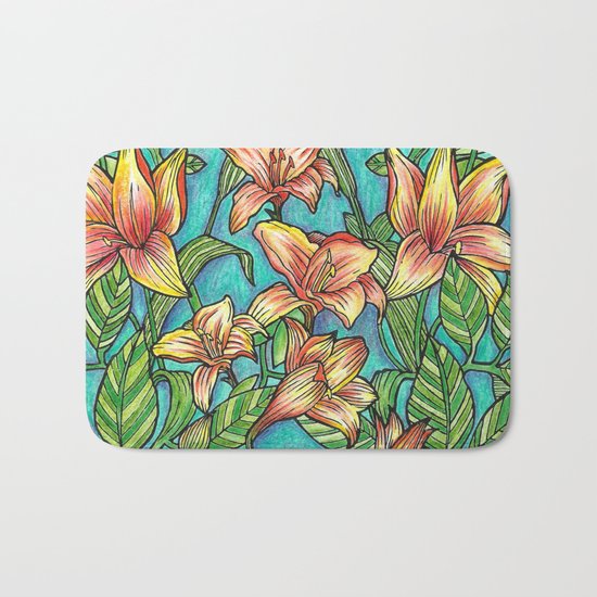 Tropical flowers Bath Mat