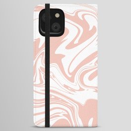 Liquid Contemporary Abstract Simone Pink and White Swirls - Pink Retro Liquid Swirl Pattern iPhone Wallet Case