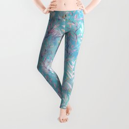 Seaweed - Pink with Jellyfish and Seahorses on Blue Watercolor Leggings