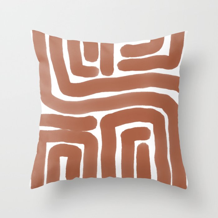 Bronze Lines Abstract Print Throw Pillow