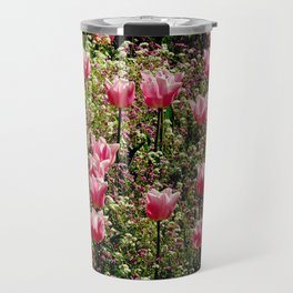 Garden of pink tulips | Spring in Europe Travel Mug