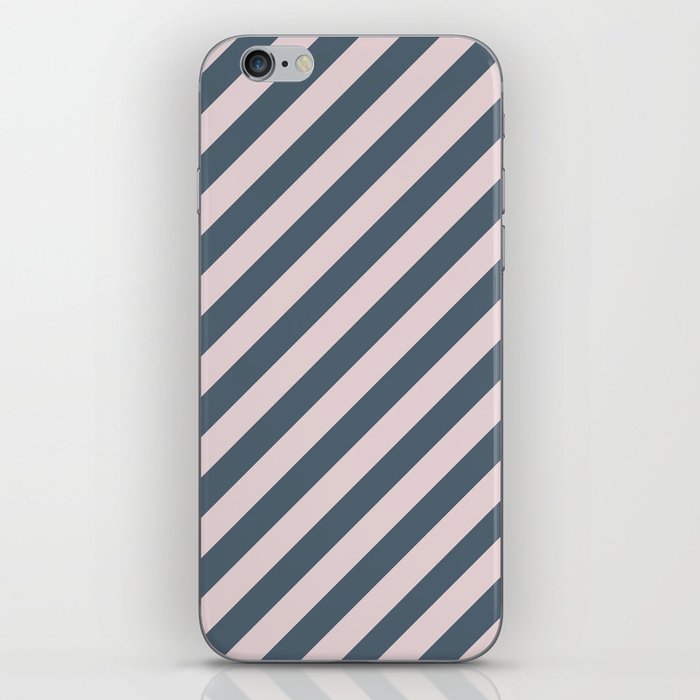 Navy Pink Diagnal Stripes iPhone Skin