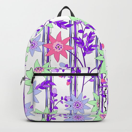 bright floral print. Backpack