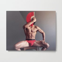 Rouge (Grey Series) Metal Print | Photo, Male, Body, Physique, Underwear, Digital, Portrait, Fashion, Aaronvalenzuela, Color 