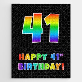 [ Thumbnail: HAPPY 41ST BIRTHDAY - Multicolored Rainbow Spectrum Gradient Jigsaw Puzzle ]