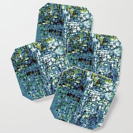 Blue Green Abstract Geometric Low Poly Modern Art Coaster
