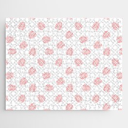 Sweet Pink Tropical Leaf Silhouette Seamless Pattern Jigsaw Puzzle