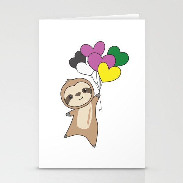 Ceterosexual Flag Gay Pride Lgbtq Heart Sloth Stationery Cards