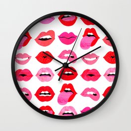 Lips of Love Wall Clock | Makeup, Kiss, Valentinesday, Love, Valentines, Modern, Mouth, Collageillustration, Hand Drawn, Lindseykayco 