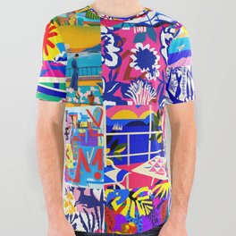 Pop Art Collage Colorful Matisse Inspiration South of France All Over Graphic Tee