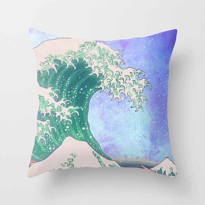 Great Wave Off Kanagawa Nebula Throw Pillow