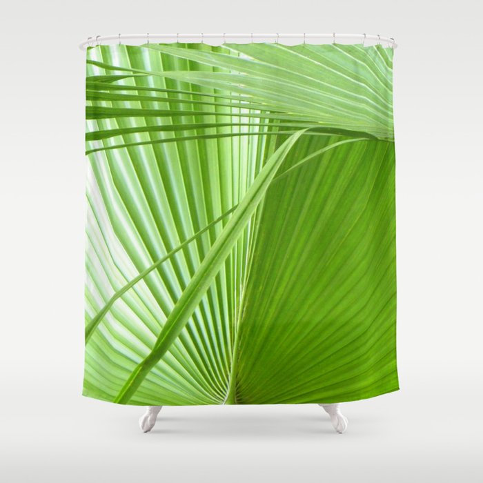 Palm Leaves Tropical Wall Art Beach Cottage Decor Coastal Shower Curtain