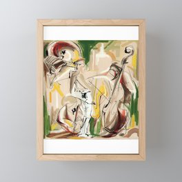 Expressive Musicians Playing Cello Flute Accordion Saxophone drawing Framed Mini Art Print