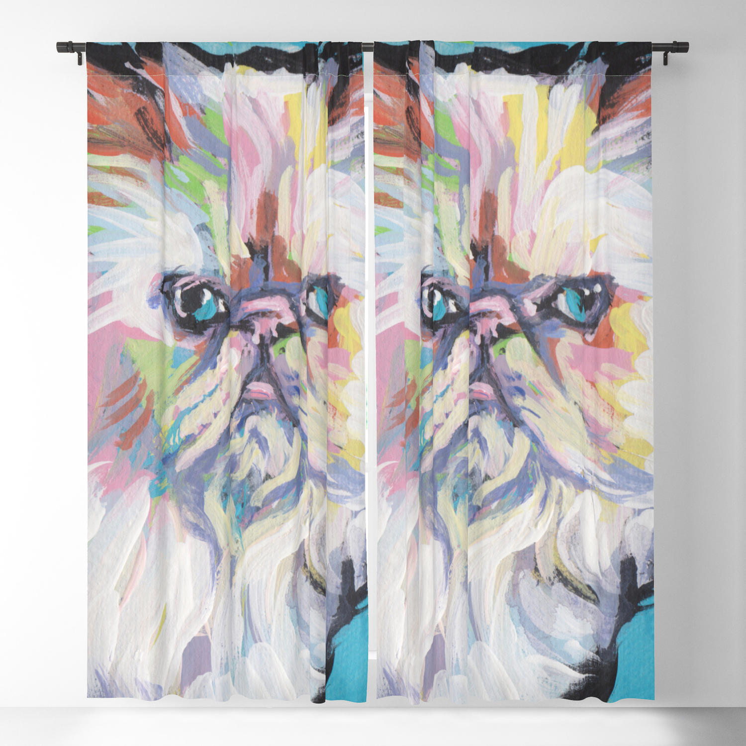 Fun Himalayan Cat Bright Colorful Pop Art Painting By Lea Blackout