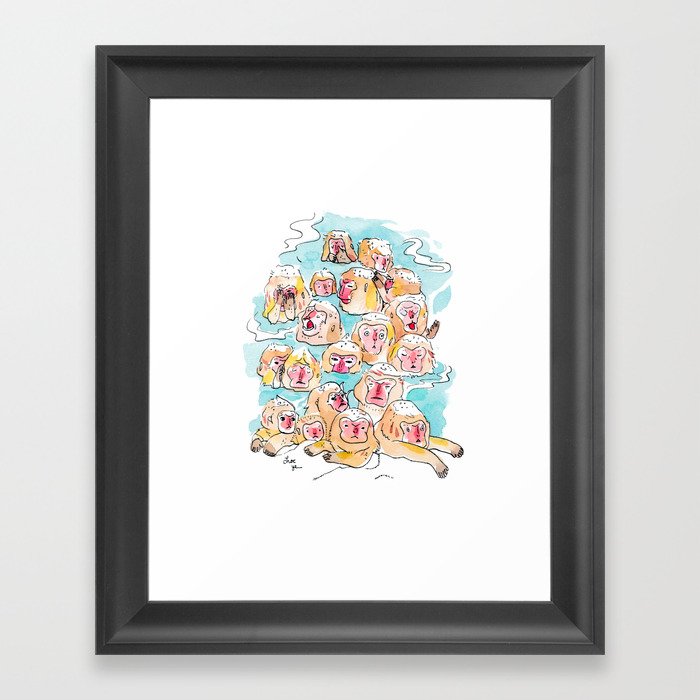 Wild Family Series - Snow Monkey Framed Art Print