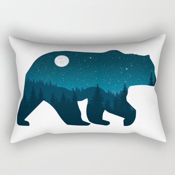 Night Forest Bear Rectangular Pillow