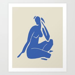 Nude in blue cut out Art Print