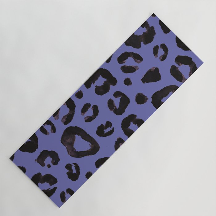 Black & Blue Leopard Yoga Mat