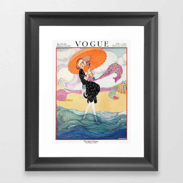 Vintage Magazine Cover - Windy Beach Framed Art Print