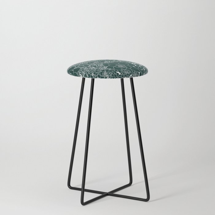 Succulent Line Drawing- Sansevieria Green Counter Stool