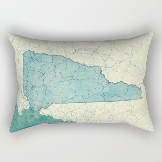 New Hampshire State Map Blue Vintage Rectangular Pillow