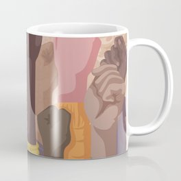 Fist hands up of different types of skins, multiracial raised fists concept art print Mug