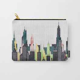 Colorful City Buildings And Skyscrapers Sketch, New York Skyline, Wall Art Poster Decor, New York Carry-All Pouch