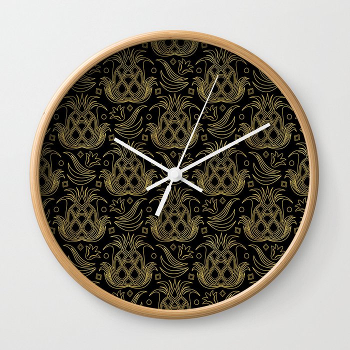 Luxe Pineapple // Black Wall Clock