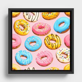 Doughnut Pink Modern Decor Framed Canvas