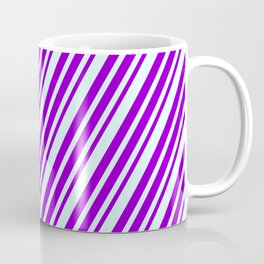 [ Thumbnail: Dark Violet and Light Cyan Colored Lines Pattern Coffee Mug ]