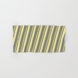 [ Thumbnail: Tan and Gray Colored Lines Pattern Hand & Bath Towel ]