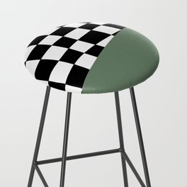Checkered Stripe Block (sage green/black/white) Bar Stool