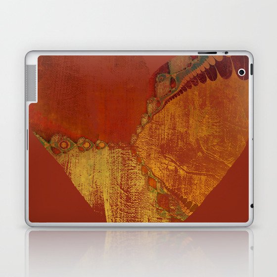 Southwestern Sunset Heart - grungy heart, copper orange ochre boho Laptop & iPad Skin