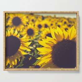 Summer Sunflower Love - boho flower photography Serving Tray