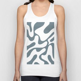 70s Retro Abstract Pattern Blue Grey and White Unisex Tank Top