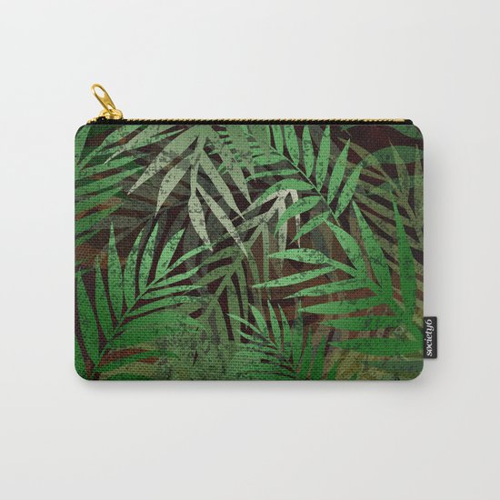 TROPICAL GREEN LEAVES BROWN B. Carry-All Pouch