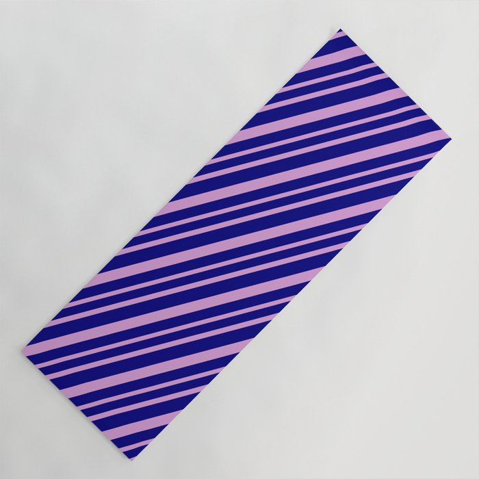 Blue & Plum Colored Striped Pattern Yoga Mat