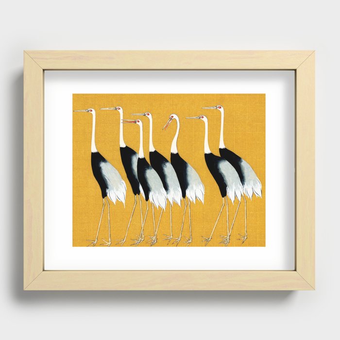 Flock of Japanese Red Crown Cranes Recessed Framed Print