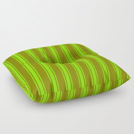 [ Thumbnail: Green and Chartreuse Colored Striped/Lined Pattern Floor Pillow ]