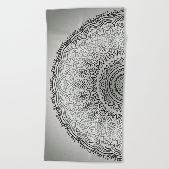 Grey Mandala Beach Towel