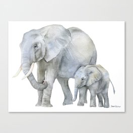Mother and Baby Elephants Canvas Print