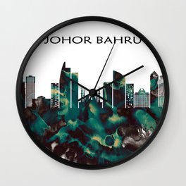 Johor Bahru Skyline Wall Clock | Urban, Downtown, Johor, Travel, Painting, Landscape, Bahru, Watercolor, Splash, City 