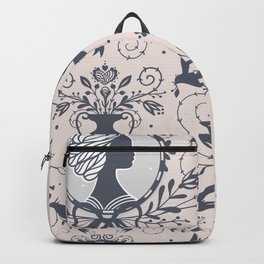 Gray Lady Cameo and  Dove on Pastel Pale Pink Backpack