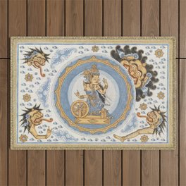 Kala Rau swallowing Dewl Raith, goddess of the moon, Balinese Art Outdoor Rug