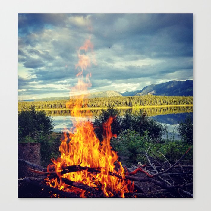 Alaskan Bonfire Landscape Canvas Print