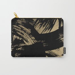 Elegant black faux gold modern brushstrokes pattern Carry-All Pouch