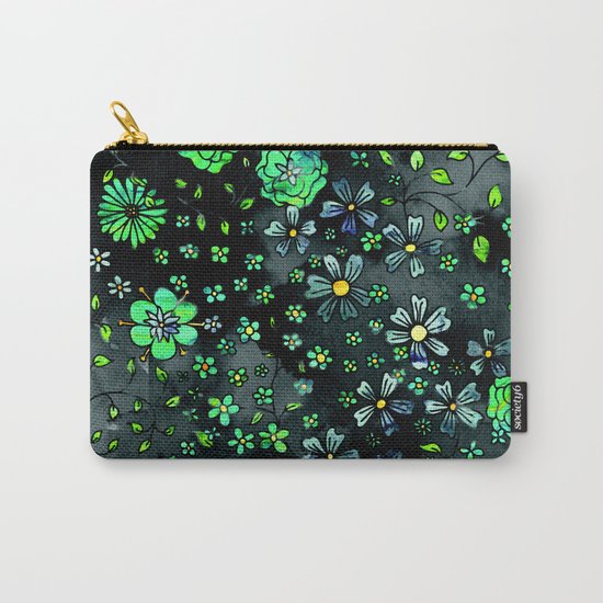 Green Small Flowers Carry-All Pouch