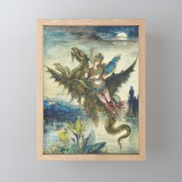 Lady and serpent vintage Gustave Moreau painting Framed Mini Art Print