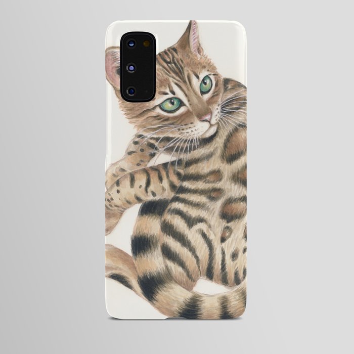 Cute Bengal Cat Kitten Tabby Spotted Pet Watercolor Art Android Case